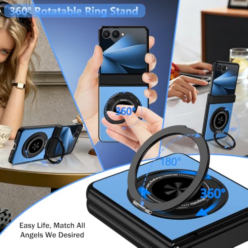 Hekodonk for Galaxy Z Flip 8 Case with 360 Rotatable Stand,[Compatible with MagSafe][Front Screen Protector],Magnetic Ring Holder with Hinge Protective Case for Samsung Z Flip 8,Blue by Hekodonk - Used condition - Image 6