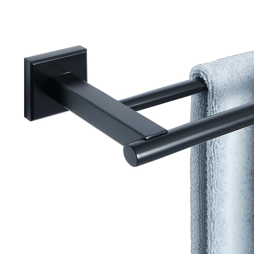 AliseDouble Bath Towel Bars Towel Racks for Bathroom Lavatory,Wall Mount Towel Holder Towel Hanger SUS304 Stainless Steel Towel Rails,Matte Black GD2100F-B