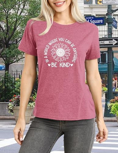 Be Kind Shirt for Women Flower Letter Print Tee Tops Casual Inspirational Kindness T-Shirt3