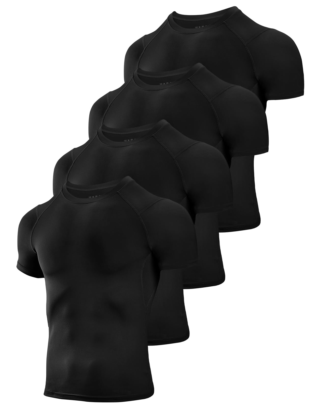 Niksa Men's Compression Shirts, Short Sleeve Athletic Compression Tops Dry Workout T Shirt, Rash Guard Base Layer Undershirt