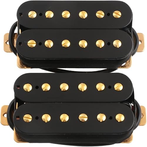 Juego de pastilla Humbucker para guitarra eléctrica, puente y cuello de doble bobina con poste dorado