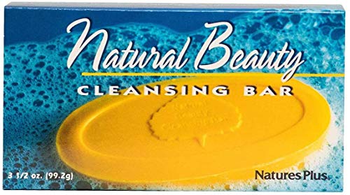 Natures Plus Natural Beauty Cleansing Bar (6 Pack) - 500 iu Vitamin E with Allantoin, 3.5 Ounce Bar - Natural Cleanser, Made with Organic Ingredients, Anti-Aging- pH of 4.5 - Vegan