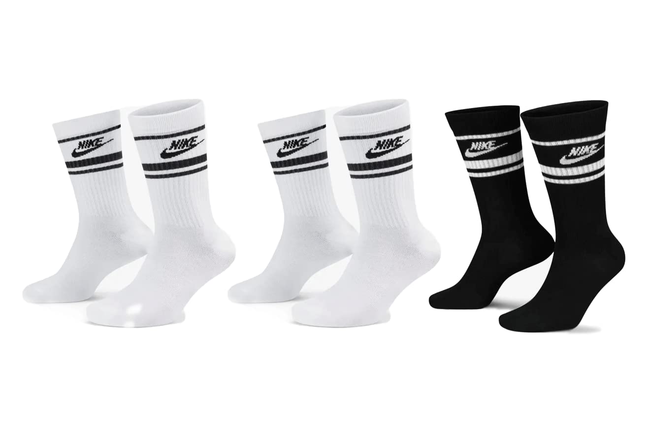 Nike 9 Paar Everyday Essential Tennissocken Socken Sportsocken Unisex DX5089 Prime, Farbe:2x Weiss - Schwarz / 1x Schwarz - Weiss, Socken Neu:46-50
