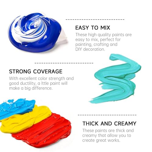 Image of Shuttle Art Acrylic Paint, 15 Pack Acrylic Paint Large Bottle Set, 473ml /16oz Each, 14 Unique Colors and 1 More White, High Viscosity Art Paint for Artists, Beginner & Kids on Rocks Canvas WoodCeramic