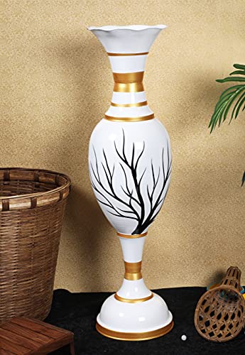 Image of Big Flower Vase for Living Room Corner Big Size Tall Metal Home Decor Item for Floor and Room- Large and Long Vase /Pot (25 Inches) Pack of 1