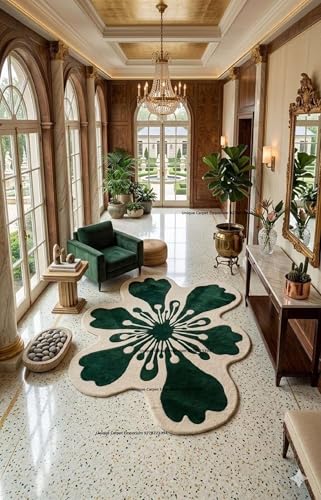 Image of Hand Tufted Irregular Area Rug 6x8 Ft Wool Carpet for Bedroom Living Room Modern Artistic Floor Cover Soft Luxury Contemporary Home Decor Accent