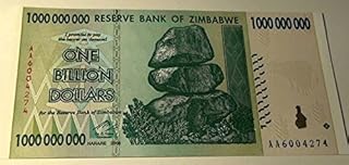 Zimbabwe Dollar Bill Money Inflation Record Currency Banknote 1 Billion Dollar by Zimbabwe Central Bank