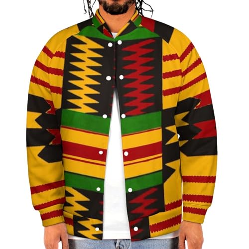 African Tribal Printed Men's Bomber Jacket Lightweight Casual Baseball Coats Streetwear With Pocket