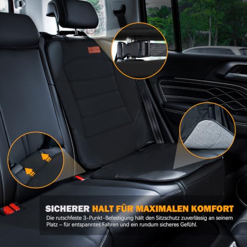 Siivton Kindersitzunterlage, Autositzschoner für Leder- und Stoffsitze, mit 2 Netztaschen, Rutschfester Unterseite… – Ansicht 4