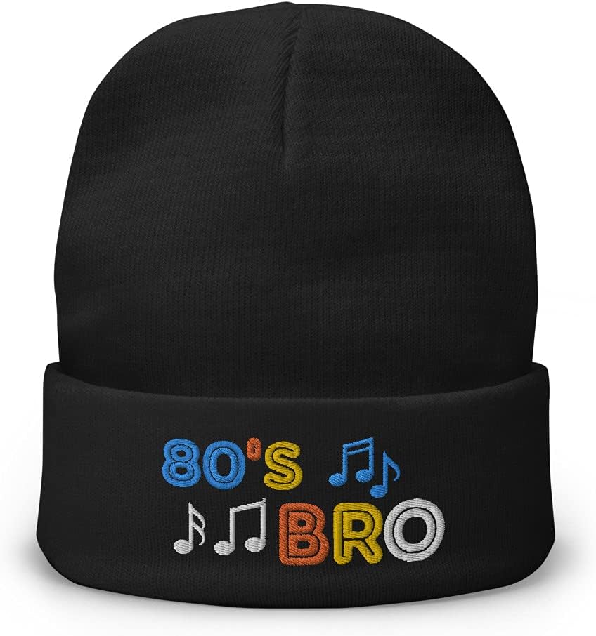 I Love 80s Music Mens Womens Embroidered Beanie Hat Cap