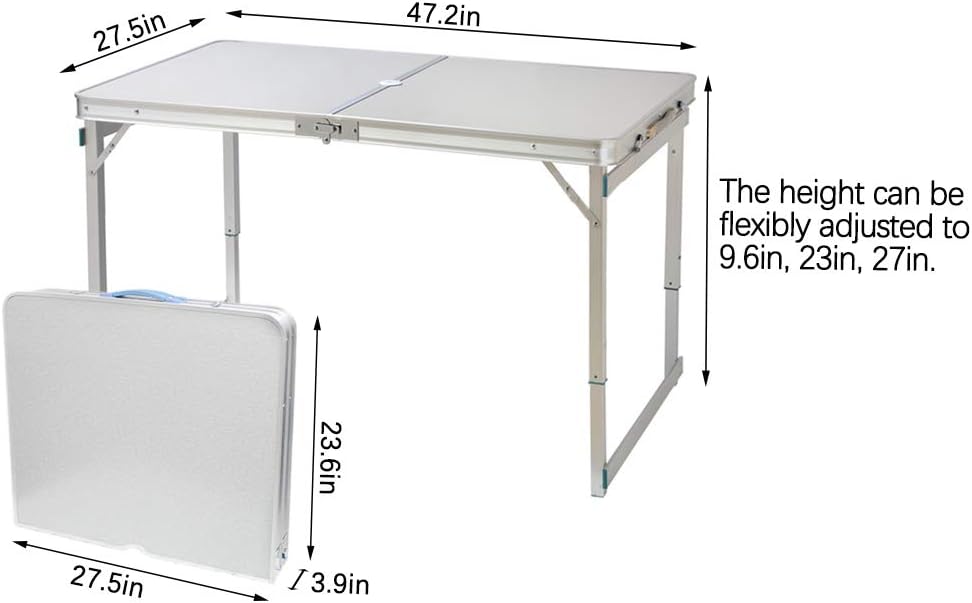 IBEQUEM Folding Picnic Table with 4 Seats, Height Adjustable Table with Chairs Set, Aluminium Alloy Portable Desk Bench for Indoor Outdoor Travel, Camping Party BBQ Backyard : Patio, Lawn & Garden