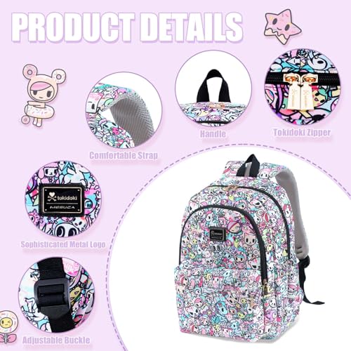 Tokidoki Unicorno Backpack Cute Travel Laptop Backpack for Women Casual Bookbags Lightweight Cloth Canvas Backpack School Bag Daypack Handbag (Colorful)4