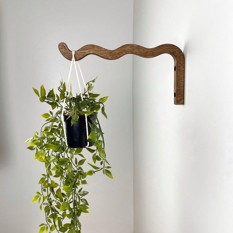 Decorative Wooden Wall Bracket for Hanging Planter, Wall-Mounted Hook for Hanging Plants | Plant Hooks and Wall Hooks Wooden Plant Holder, Wavy Bracket (Pack of 1) (L Shape Holder)-image-13