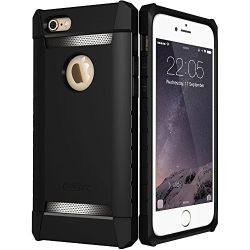 ESR iPhone 6/6s Case Hybrid with Super Drop Protection, Rugged Case with Free Screen Protector, Protective Cover - Shielder Black