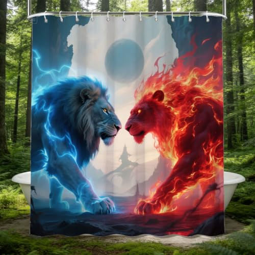 Rideau de douche 200x200 lion imperméable contre les éclaboussures