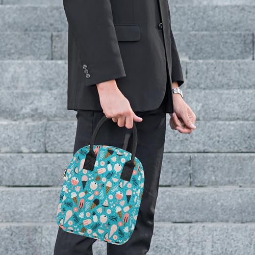Image of Textile Fabric Lunch Bag Office Tiffin Bags for Men Women | Insulated Hot /Cold Travel Lunch Bag | for Lunch Tiffin Box & Bottle, 5 Liter, Ice Cream Print,Multicolor