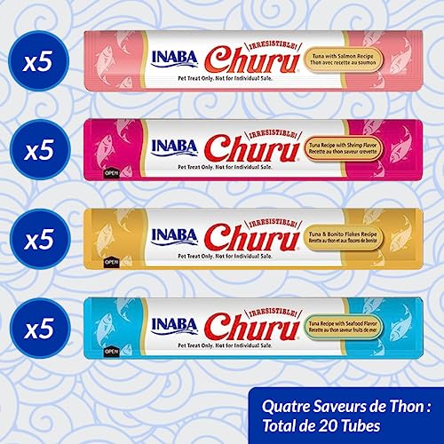 INABA Churu - Friandises pour Chats en Purée aux 4 Saveurs de Fruits de Mer - Délicieux Snacks pour Félins - Texture Lisse et Onctueuse - Nourriture pour Chats - 20 Tubes x 14g - Image 6
