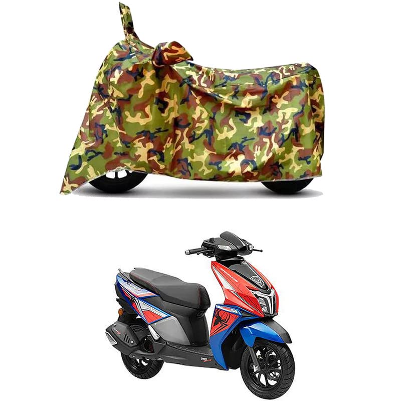Image of Waterproof 100% PVC Coated Bike Scooty Two Wheeler Body Cover Compatible for TVS NTORQ 125 Super /UV-Rays /Heat Protection /Birds Dropping /Scratchproof /Dust Proof [6X6 Jungle Print]