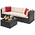 Devoko 4 Pieces Patio Furniture Sets All-Weather Outdoor Sectional Sofa Manual Weaving Wicker Rattan Patio Conversation Set with Cushion and Glass Table (Beige)