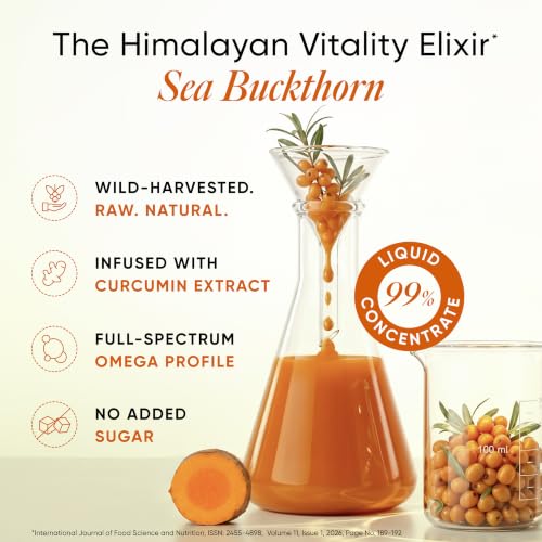 Image of Wellbeing Nutrition Himalayan Sea Buckthorn Pulp With Curcumin Extract |Cold-Pressed, Liquid Concentrate Juice| Natural Vitamin C, Omega 3, 6, 7, 9 & Antioxidants |Supports Immunity, Skin Glow & Gut Health| 500ml
