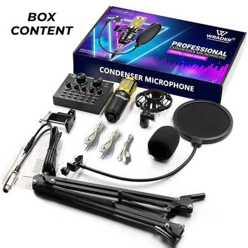 Image of Professional Condenser Mic Full Setup with Sound Card for Video Recording, Podcasts, Interviews, Live Streaming and Singing Microphone (Black, Metal Body, BM800 Mic)
