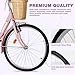 Betterland Beach Cruiser Bike for Women, 24/26 Inch Female Commute Bike with Basket, Womens Bike with Dual V-Brake, Adjustable Seat (Pink)