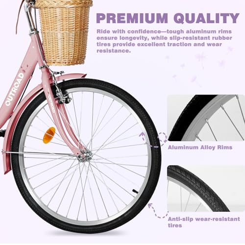 Max4out Beach Cruiser with Rattan Basket