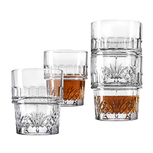 Godinger Stackable Old Fashioned Whiskey Glasses Set Of 4 - Dublin, 10Oz #TOP19