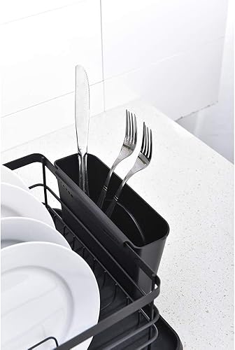 Miniatura 5 de Escurridor de platos, estante grande para secar platos de cocina, estante de platos de metal, estante de secado con escurridor negro, caja de
