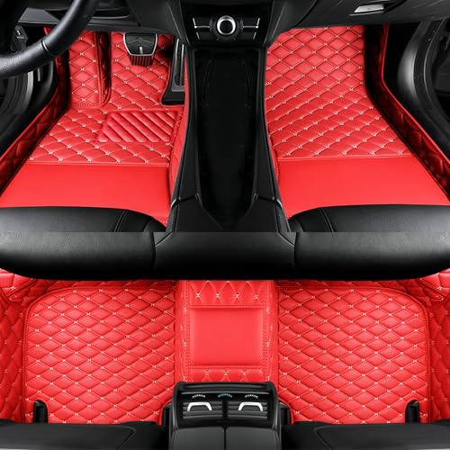 XXPLB Customize All-Weather Protection Luxury Leather Floor Mats for Cars, SUVs, and Trucks According to Automotive Model (3D red Beige Floor mats)
