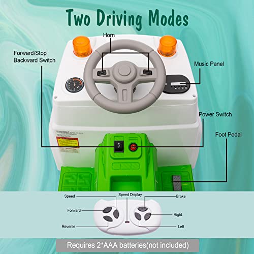 Nitoess 12V Ride On Toy For Boys Girls Ride On Trash Truck With Sound Effects,Kids Ride On Recycling Truck, Battery Powered Ride On Car W/Remote Control Recycling Cards Included, White&Green #TOP3