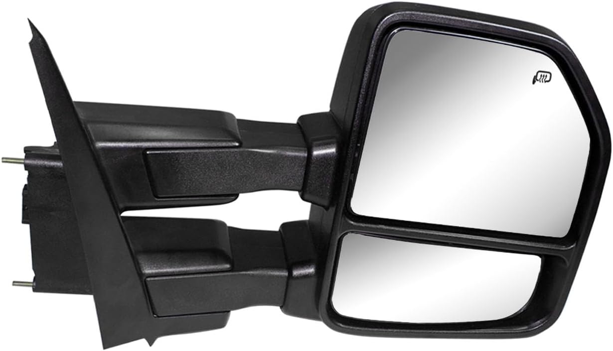 Towing Mirrors compatible for 2015 2016 2017 2018 2019 2020 Ford F150 Pickup Truck Side Mirrors with Turn Signal Lights Puddle Lights Auxiliary Lamp Power Heated Black Housing Chrome Pair