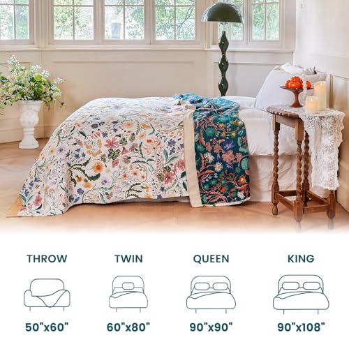 Image of MSGKV Boho Throw Blanket 50 inchx60 inch Cotton Floral Blanket for Couch Bed Decor