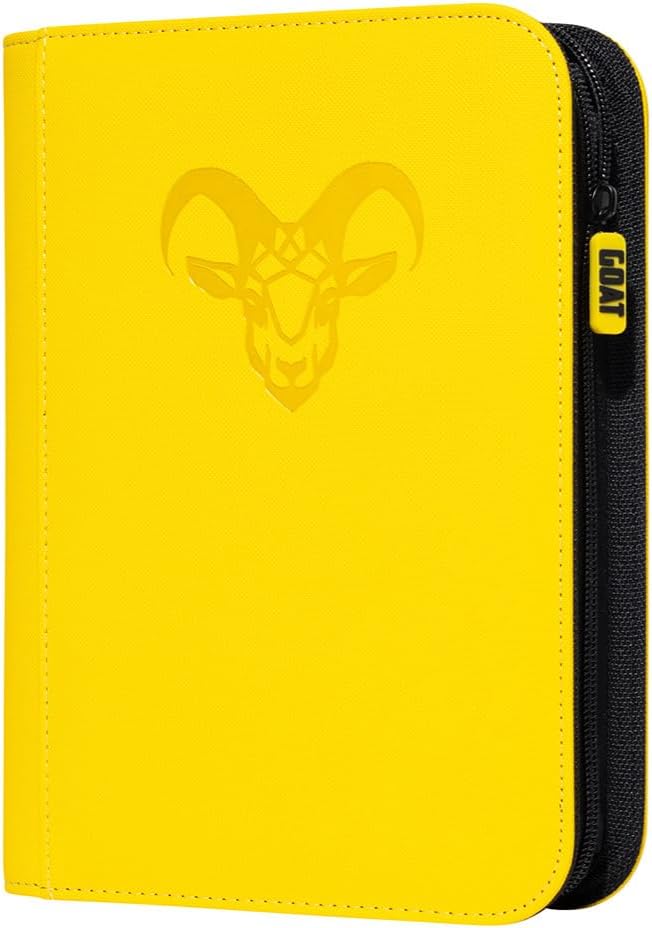 4-Pocket Trading Card Binder, 160 Card Capacity, "Stay-Flat" Design, Water-Resistant by Goat Armor (Yellow)