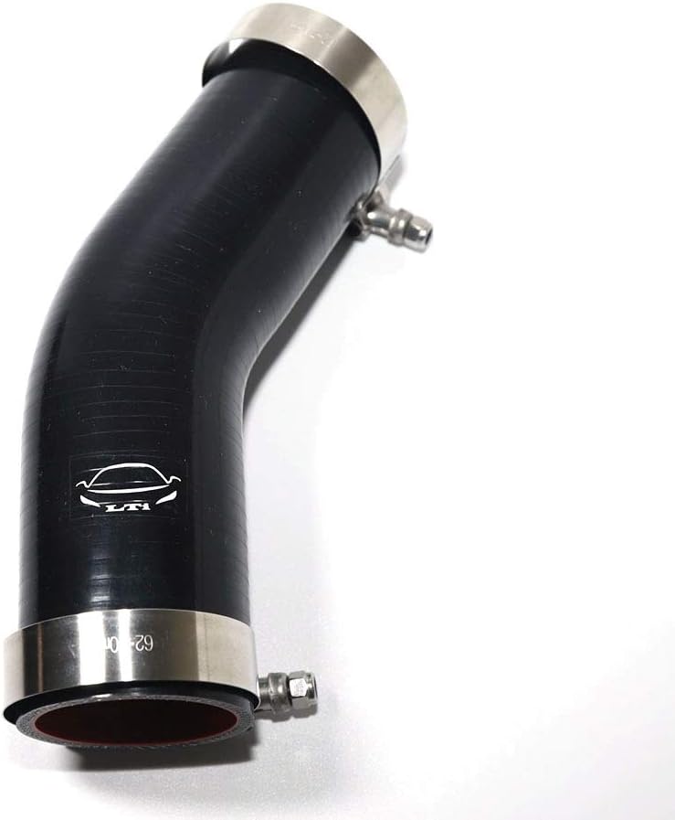 LTI Universal 4-Ply Reinforced High Performance 2" (51mm) ID 45 Degree Elbow Silicone Hose Coupler With T Bolt Clamp T304 Stainless Steel (2" BLACK)