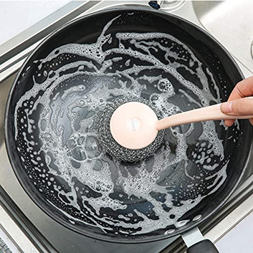 LATRAT Juego de 30 Estropajos de Acero Inoxidable Salvauñas con Mango para Utensilios de Cocina, Esponjas de Limpieza - imagen 4