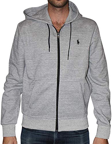 Polo Ralph Lauren Men's Double-Knit Full-Zip Hoodie, Gray, XXL