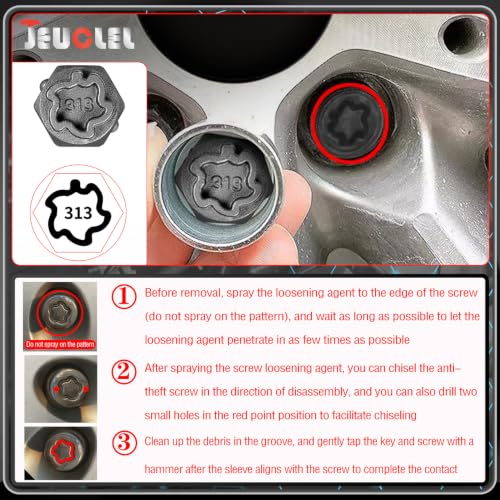 Image of 313 Wheel Locking Nut Key for Mercedes Benz, Lug Nut Removal Tool