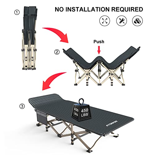 Atorpok Camping Cot For Adults Comfortable, Tent Folding Cot For Sleeping, Lightweight Folding Bed With Carry Bag For Kids Supports 450 Lbs, Office Nap And Beach Vocation #TOP2