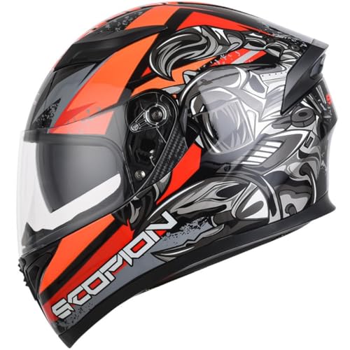 Adult Double Visor Full Face Helmet Motorcycle Lightweight DOT Approved Helmets with Advanced Ventilation System Suitable for Road Riding Touring