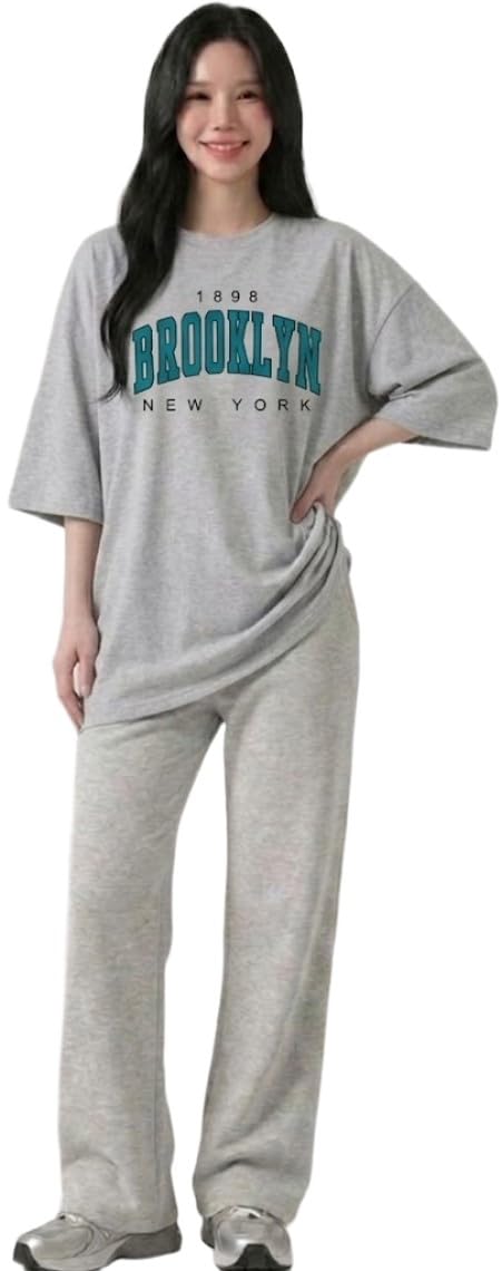 fasha Women Oversized T-Shirt and Lower Set TrackSuit for Women | Oversize Baggy Loose Fit T-Shirt with Joggers Track Pants |Printed Oversize Top with Lower Combo Set-picture-48