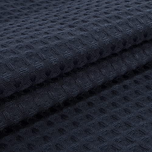 Voguease Shower Curtain With Snap-In Liner - Hotel Grade Waffle Weave Fabric, Machine Washable - 71" W X 74" L, Navy Blue #TOP2