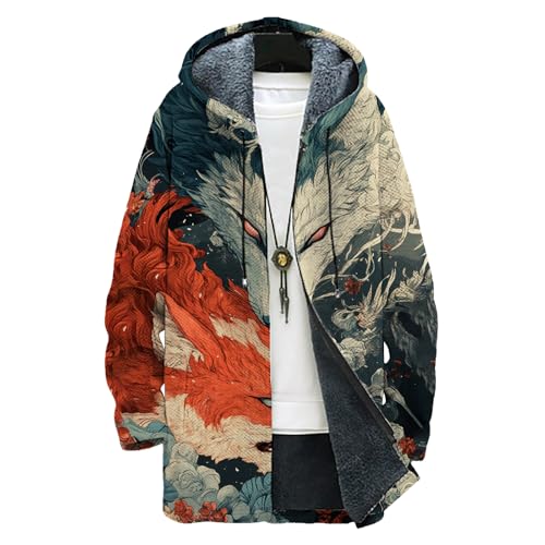 Cardigan Sweater for Men Fashion Long Knitted Hoodies Zip Up with Pockets Coat Warm Fitted Jacket for 2024