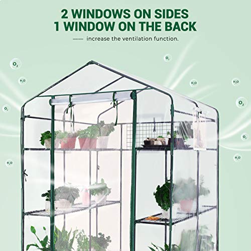image for Quictent Greenhouse Screen Door 3 Windows 3 Tiers 12 Shelves 56