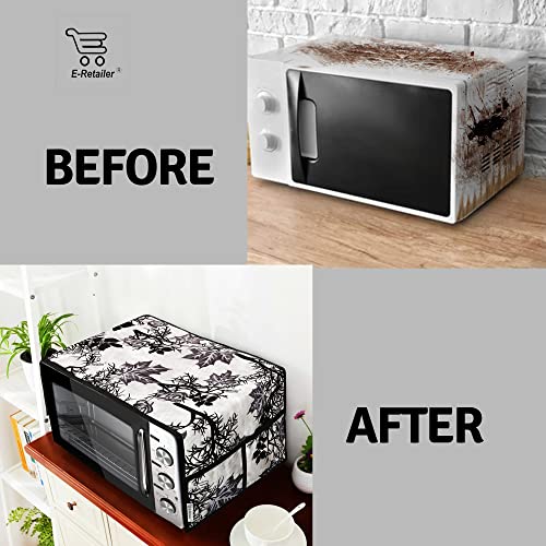 Image of Polyester 3-Layered Microwave Oven Top Cover With 4 Utility Pockets Suitable for Upto 30 Liter (Color- Black, Size-36x14 Inches)