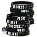 (10-pack) Success, Focus, Believe - Motivational Silicone Rubber Wristbands Bulk Pack in Unisex Adult Size for Teens Men Women - Wholesale Business Fitness Inspirational Gifts Lot