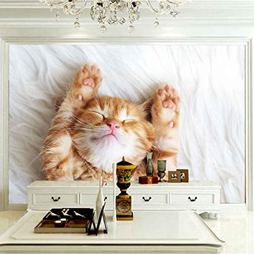 Art Mural Moderne Papier Peint Chat Jaune Impression HD 200x140 cm