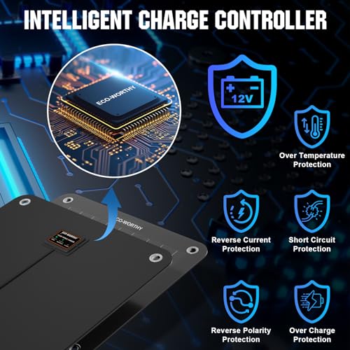 Image of ECO-WORTHY Solar Car Battery & Trickle Charger 5W Solar Panel Power 12V Batteries Maintainer Portable Waterproof Built-in Blocking Diode for Automotive Lawn Mower Camping Car Boat Motorcycles Truck