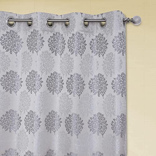 Image of Homestan Jacquard Woven Long Door Curtains 9 Feet Long Set of 2 for Home Decor (9 X 4 Feet, Grey)