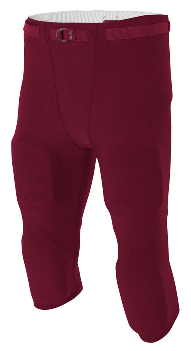 A4 Men's Flyless Football Pant, Maroon, Small
